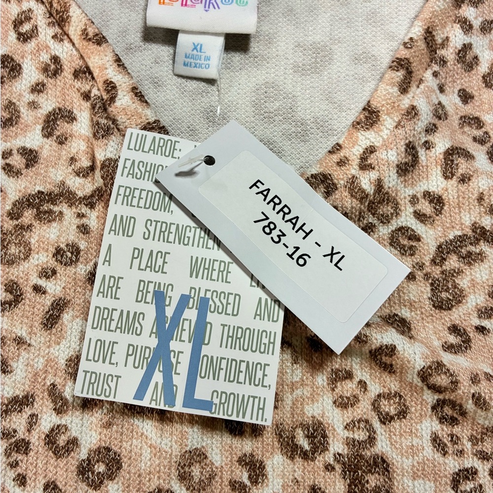 LuLaRoe Beige and Brown Leopard Print V-Neck Tank - Picture 2 of 3